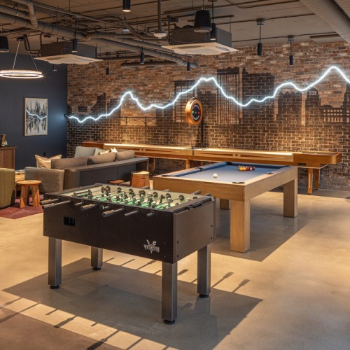 Beautiful clubroom with lounge seating and gaming area