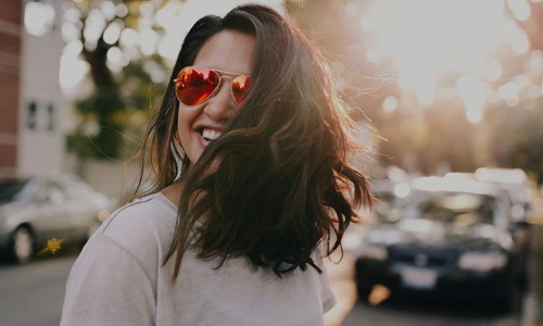 a woman wearing sunglasses