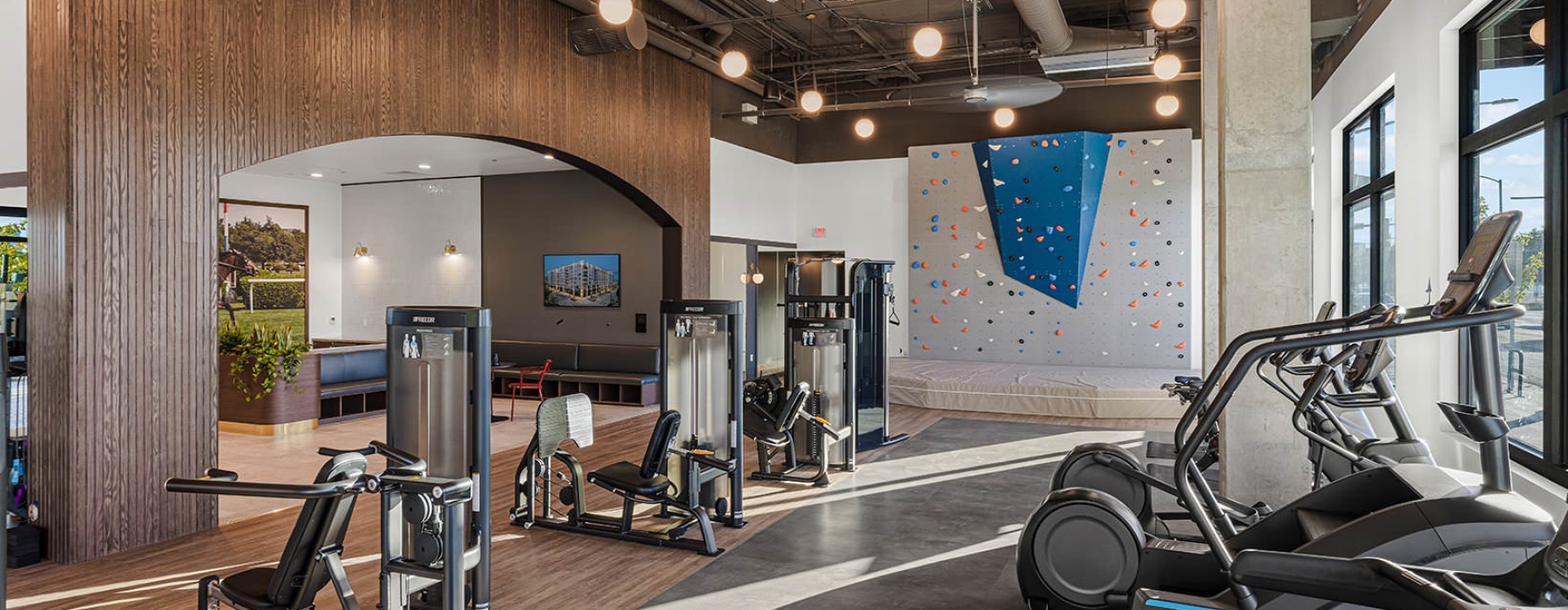 cardio and weight training machines in well lit fitness center