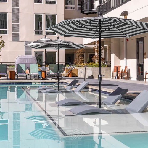 tanning shelf in pool