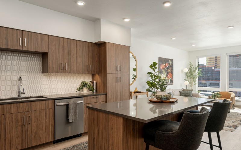 Well-lit kitchen with ample counter space